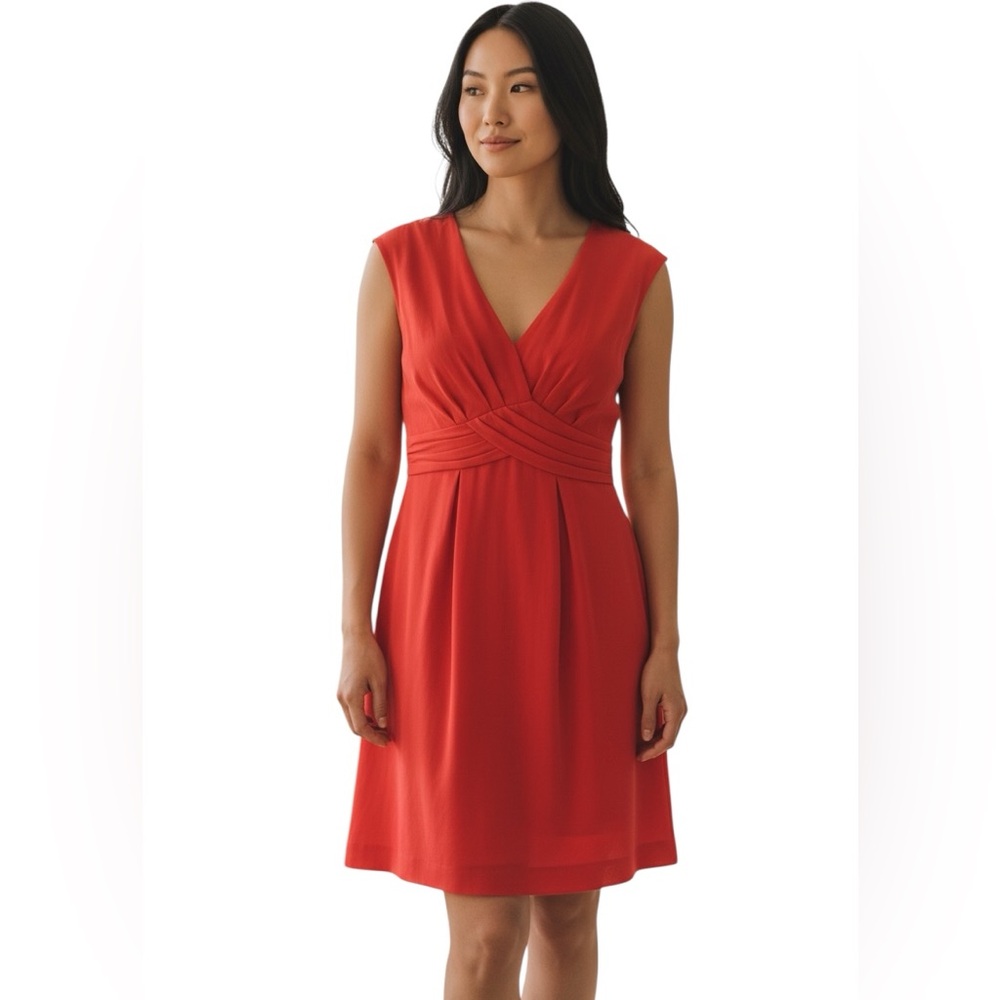Boden Red Silk Cap-Sleeve Wrap Bodice Cocktail Party Dress 2